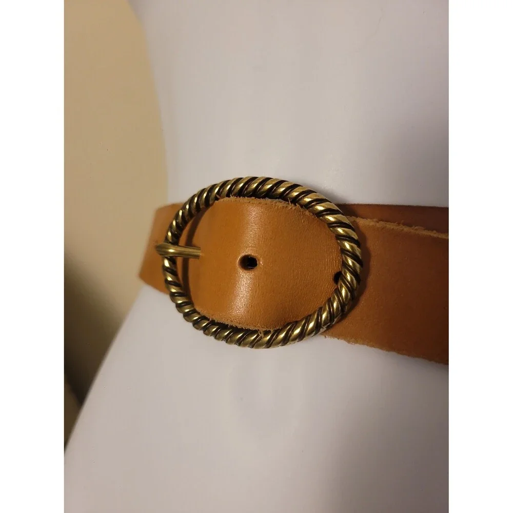 Anthropologie Honey Brown Leather Boho Belt Sz S - Picture 3 of 8